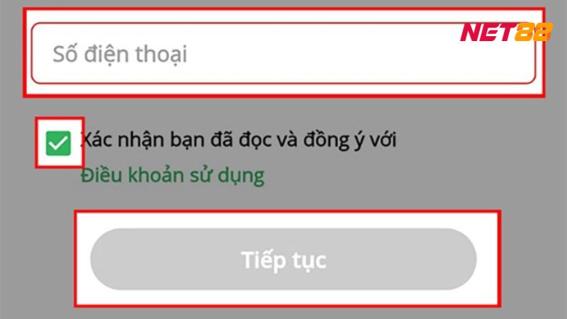 Người chơi phải tích vào ô đồng ý điều khoản điều kiện sử dụng mới tạo account thành công